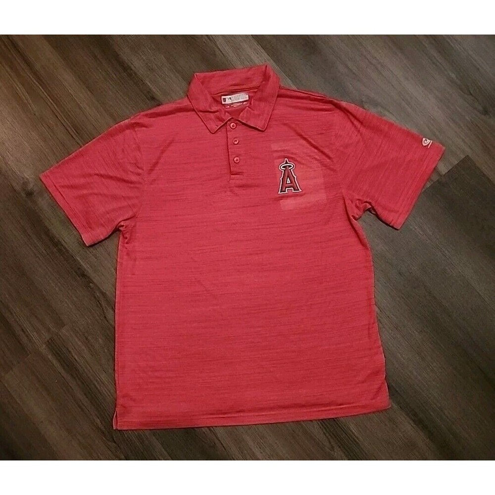 Los Angelos Angels True Fan Mens Large Polo Golf Shirt Red Short Sleeve